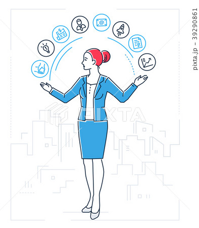 Multitasking - line design style isolated 39290861