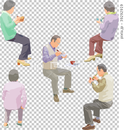 Full-body illustration _ sit senior 39292919