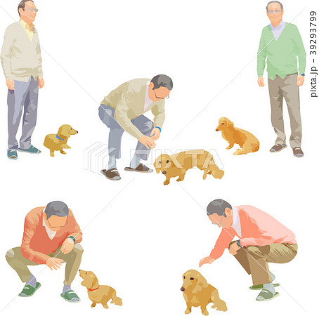 全身人物イラスト シニア座るのイラスト素材