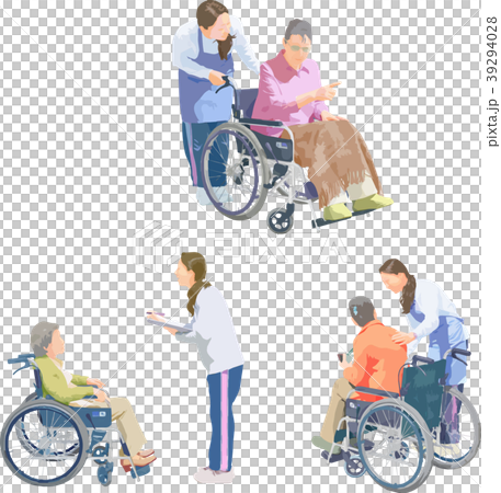 全身人物イラスト_車椅子介護 全身人物イラスト_車椅子介護 39294028
