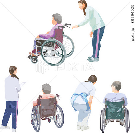 全身人物イラスト_車椅子介護 全身人物イラスト_車椅子介護 39294029