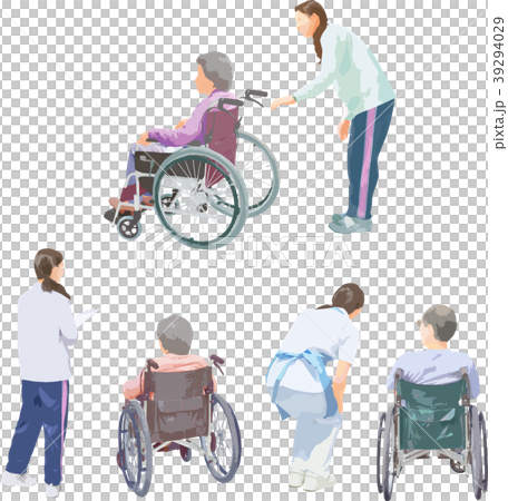 全身人物イラスト_車椅子介護 全身人物イラスト_車椅子介護 39294029