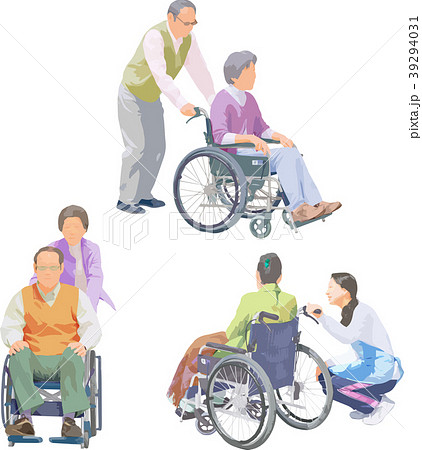 全身人物イラスト_車椅子介護 39294031