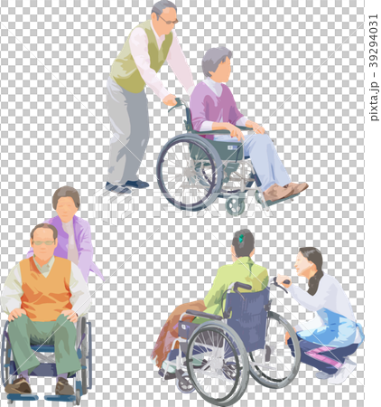 全身人物イラスト_車椅子介護 39294031