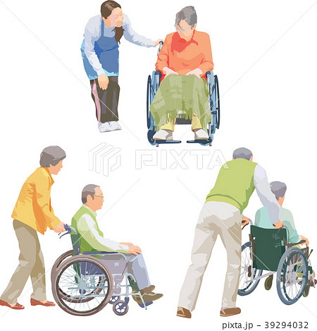 全身人物イラスト_車椅子介護 39294032