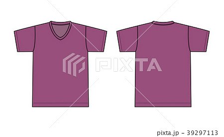 V ネック Tシャツ 絵型イラスト パープル 紫のイラスト素材