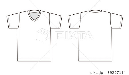 V ネック Tシャツ 絵型イラスト 白のイラスト素材 39297114 Pixta