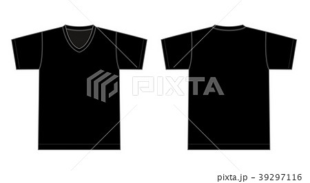 V ネック Tシャツ 絵型イラスト 黒のイラスト素材 39297116 Pixta