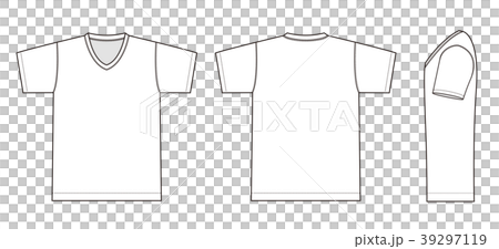 V領T卹圖案插畫（側）/白色 39297119