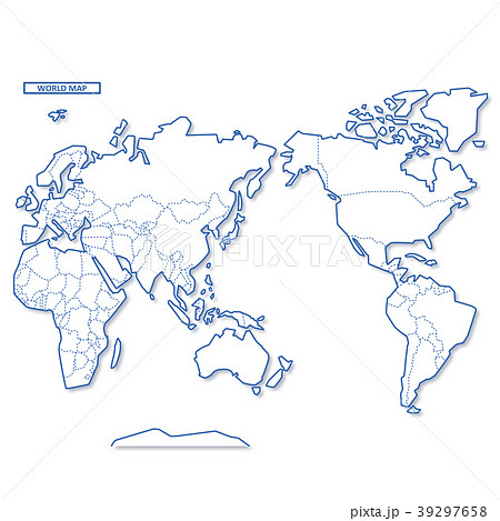 セカイ地図 シンプル白地図のイラスト素材