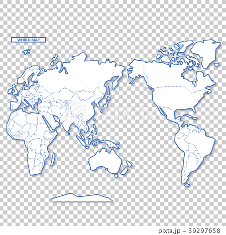 セカイ地図 シンプル白地図のイラスト素材 39297658 Pixta