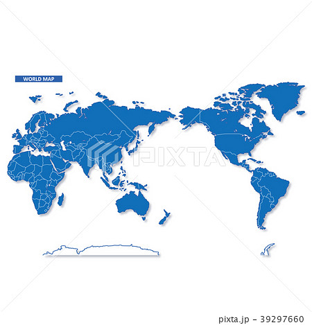 セカイ地図 シンプル青のイラスト素材 39297660 Pixta