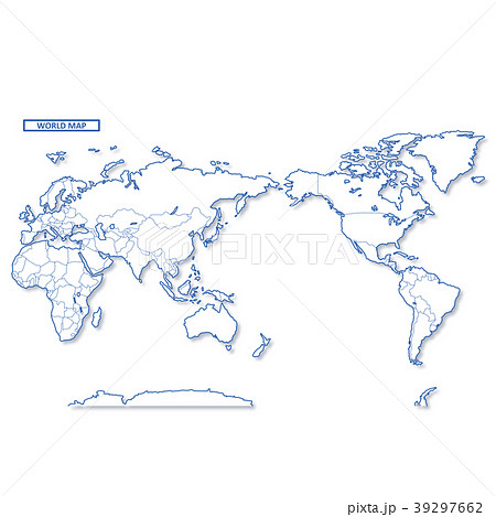 セカイ地図 シンプル白地図のイラスト素材