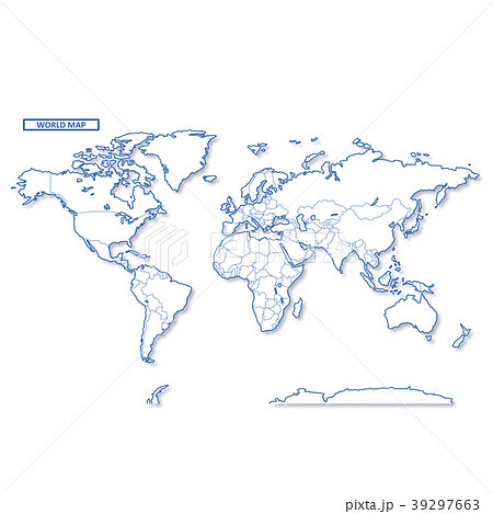 Sekai Map Simple White Map Stock Illustration