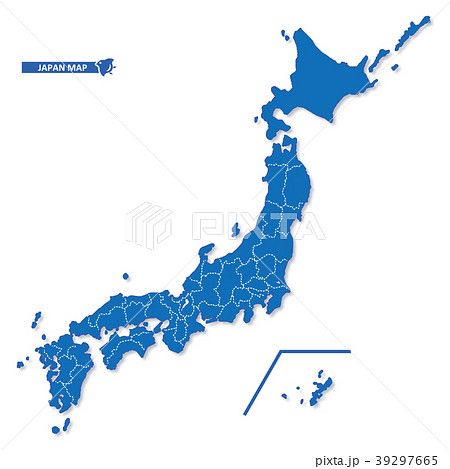 ニホン地図 シンプル青のイラスト素材