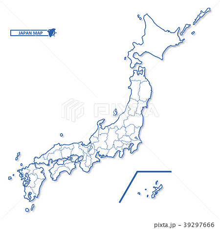 ニホン地図 シンプル白地図のイラスト素材 39297666 Pixta