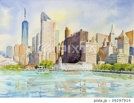 Manhattan urban skyscrapers in New York City. 39297914