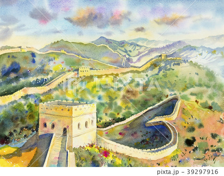 The Great Wall of China. Watercolor painting 39297916