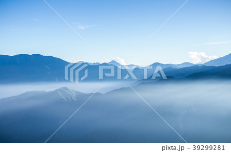 Hazy blue mountains of Zhushan in Taiwan 39299281