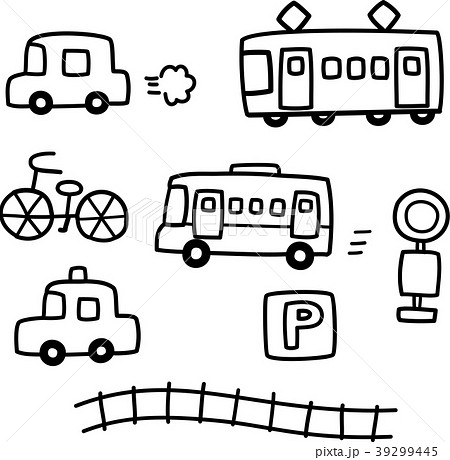 手書きの車と電車のイラスト素材 39299445 Pixta