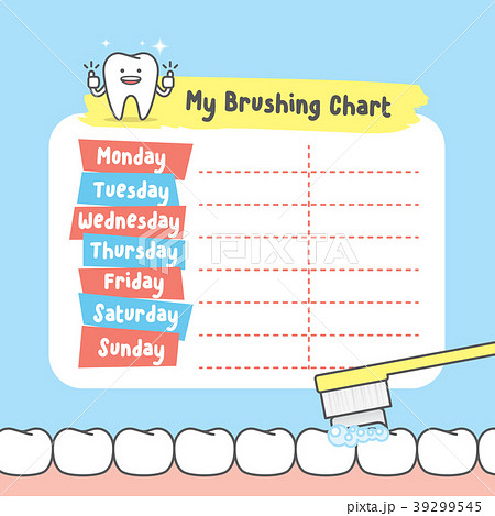 My brushing chart illustration vector on blue 39299545