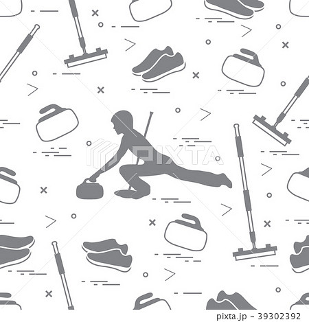 Vector pattern of different objects curling sport 39302392