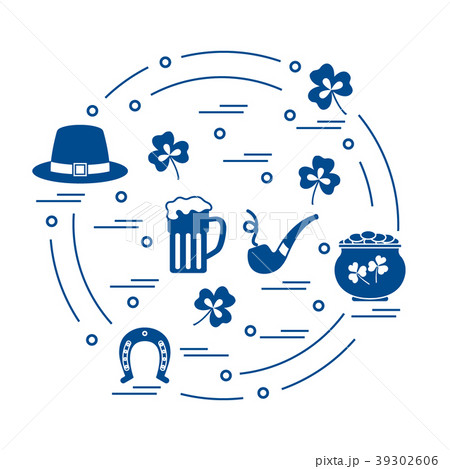 different symbols for St Patrick's Day arranged in 39302606
