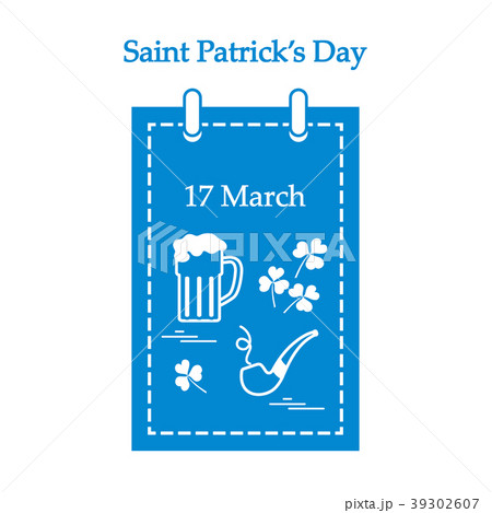 calendar with a beer, clover, tobacco pipe for St calendar with a beer, clover, tobacco pipe for St 39302607