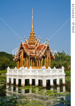 Thai style castle in the middle of pond Thai style castle in the middle of pond 39304226