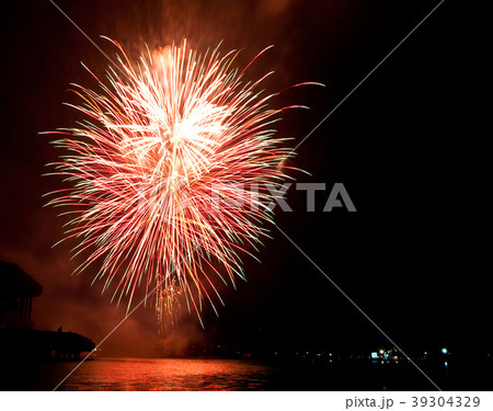 Beautiful  fireworks as palm at night 39304329