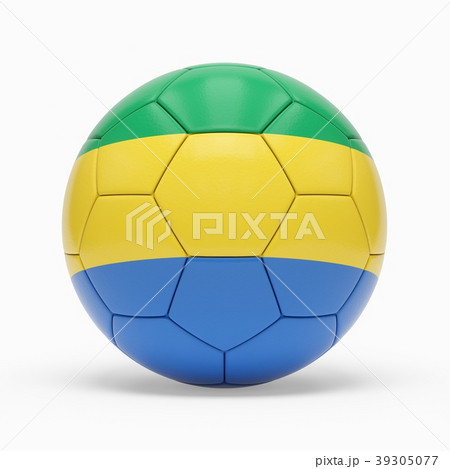 3d rendering of soccer ball with Gabon flag 39305077