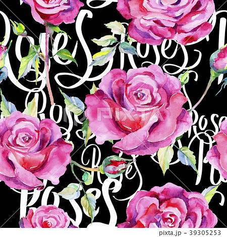 Wildflower rose flower pattern in a watercolor 39305253
