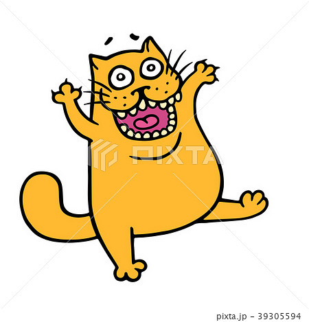 Angry Cartoon Orange Cat Vector Illustration のイラスト素材