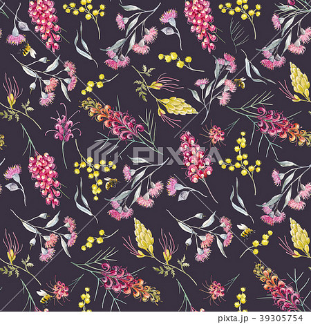 Watercolor australian grevillea pattern Watercolor australian grevillea pattern 39305754