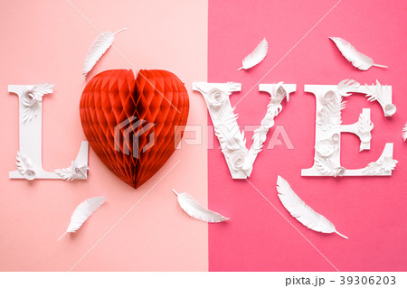 Photo inscription love made of leaves and flowers Photo inscription love made of leaves and flowers 39306203