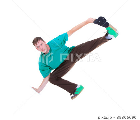 Teenager dancing break dance in action 39306690