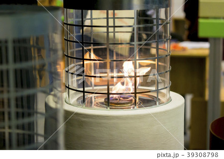 One Biofireplace burn on ethanol gas close-up. 39308798