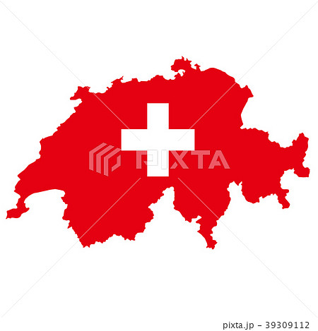 スイス地図と国旗のイラスト素材