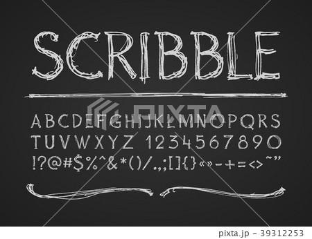 Uppercase letters, numbers and symbols hand drawn 39312253