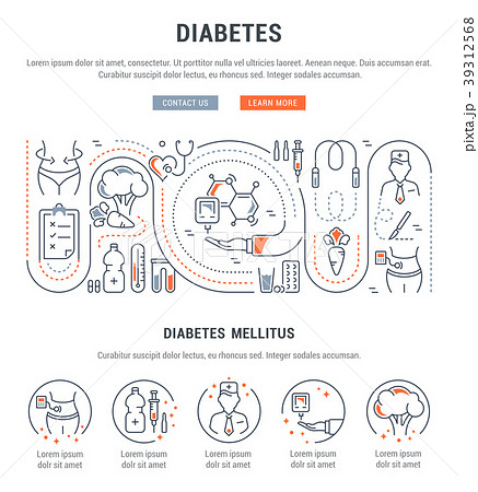 Website Banner and Landing Page of Diabetes. 39312568