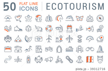 Set Vector Flat Line Icons Ecotourism 39312716