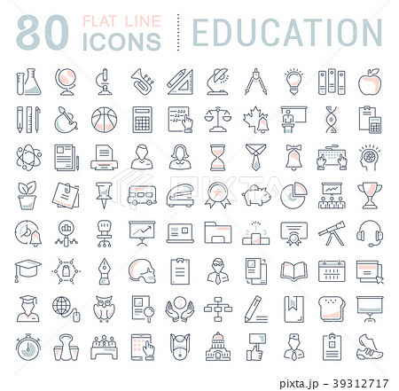 Set Vector Flat Line Icons Education Set Vector Flat Line Icons Education 39312717
