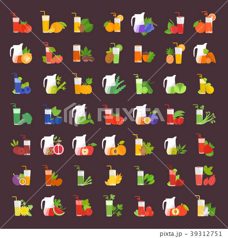 Set Vector Flat Icons of Juice 39312751