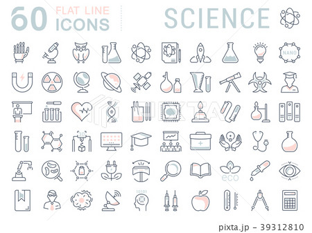 Set Vector Flat Line Icons Science Set Vector Flat Line Icons Science 39312810