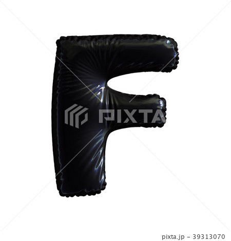 Black letter F made of inflatable balloon isolated 39313070