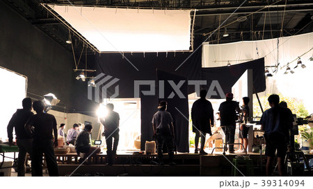 Silhouette of people working in production studio 39314094