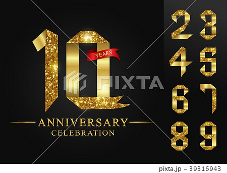 10 - 90 years anniversary, 0 - 9 Numbers. 10 - 90 years anniversary, 0 - 9 Numbers. 39316943
