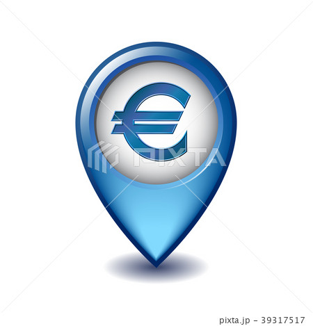 Marker location icon Euro sign. Marker location icon Euro sign. 39317517