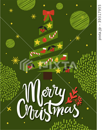 Merry Christmas Greeting Card Abstract Xmas Tree Merry Christmas Greeting Card Abstract Xmas Tree 39317955