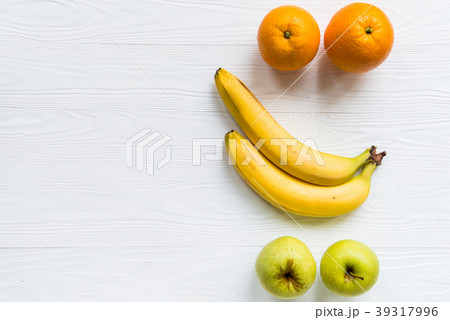 Fresh apples, oranges and bananas on white 39317996